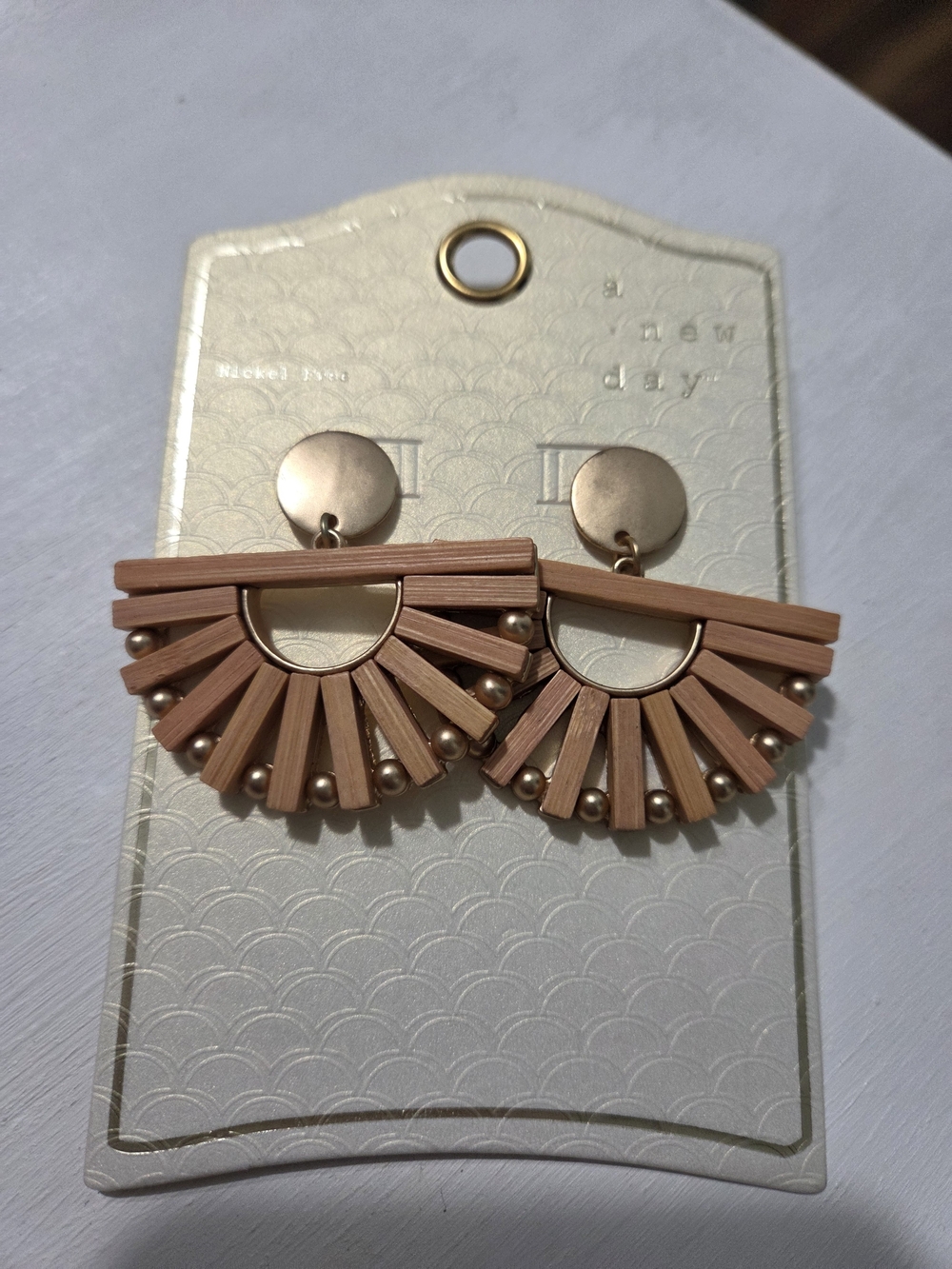 Wooden Fan Statement Earrings